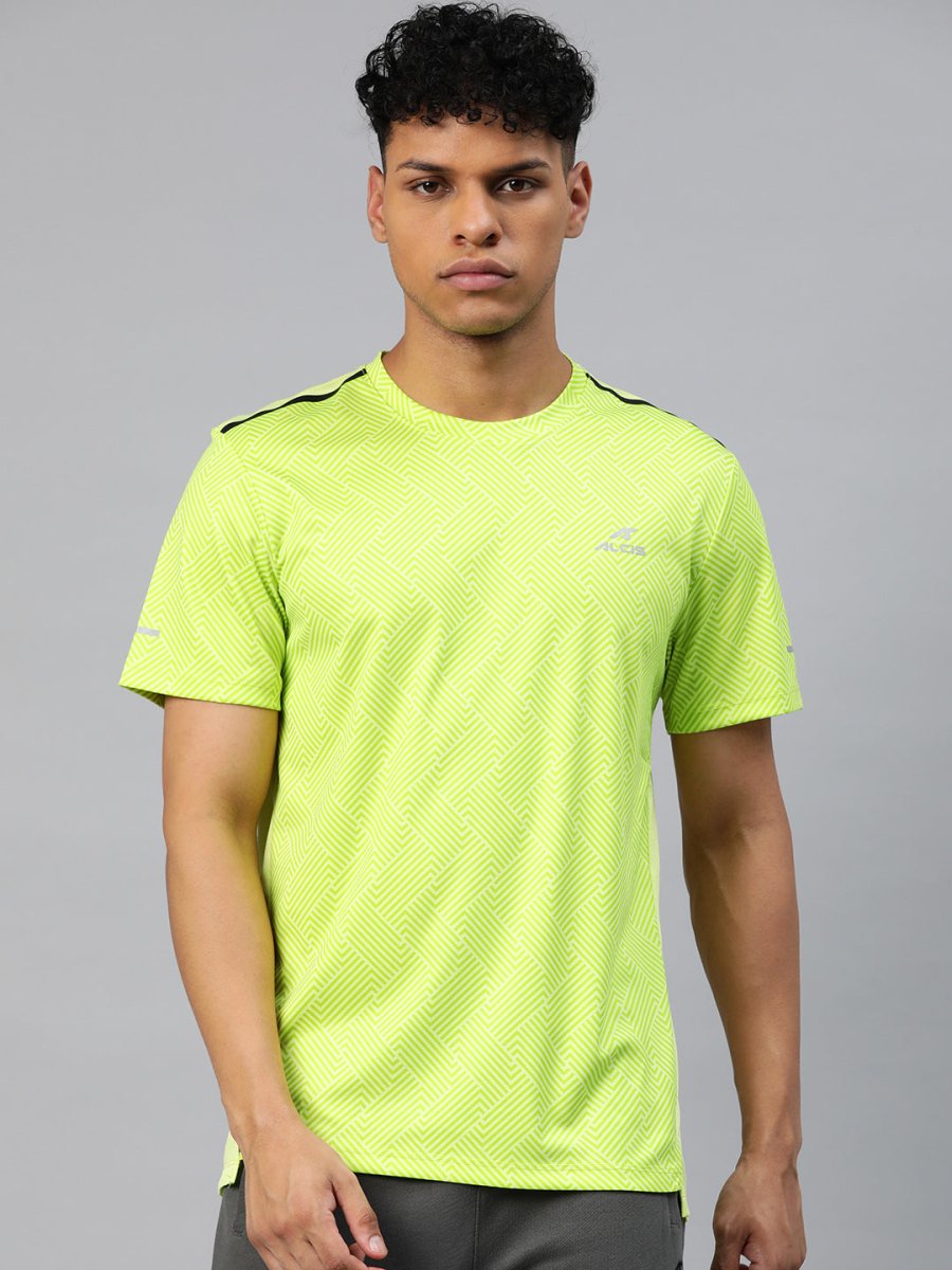Alcis Men Printed Anti Static Slim Fit T-shirt | Grocsy