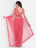 kasee Women Red Floral Embroidered Net Saree | Grocsy