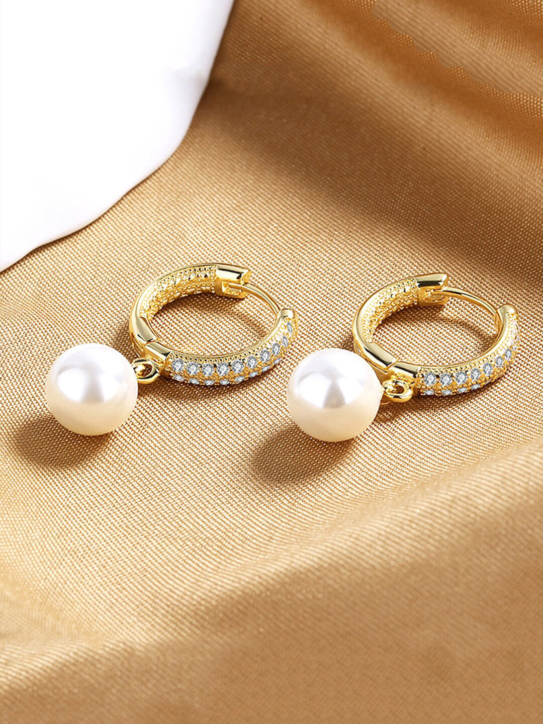 Yellow Chimes Gold-Polished Circular Hoop Earrings | Grocsy