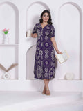 Miravan Womens Floral Printed A-Line Shirt Collar Maxi Dress | Grocsy