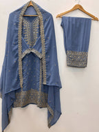 Teeya Creation Lavender Color Faux Georgette Embroidery Work Party Wear Salwar Suit | Grocsy