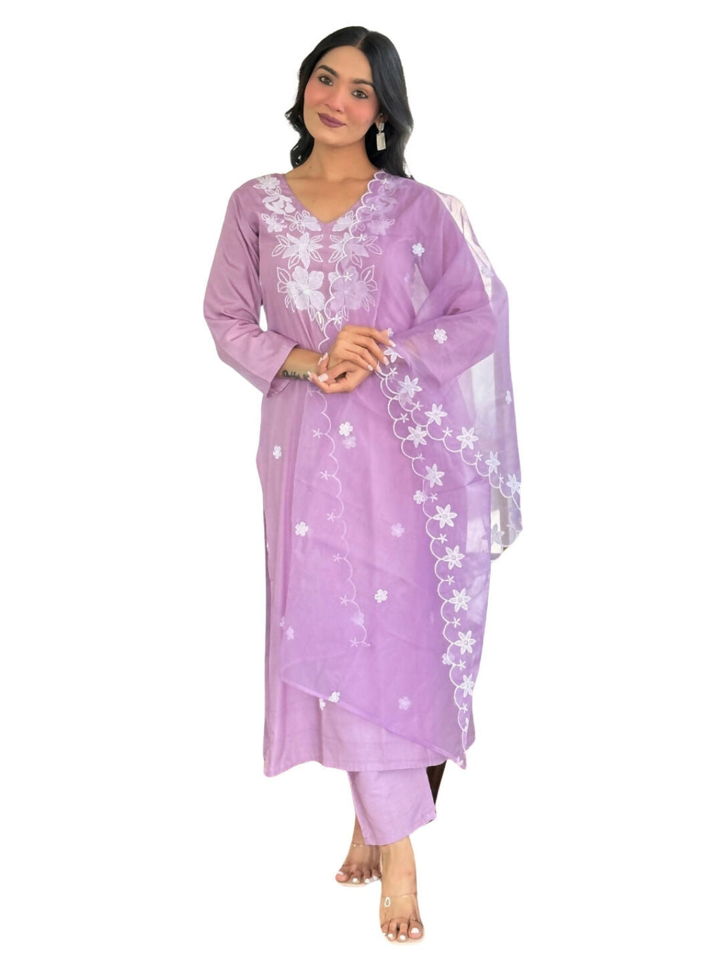 The52 Women Beautiful Thread work Rayon Fabric with Straight Kurta, Pant and Dupatta Set | Grocsy