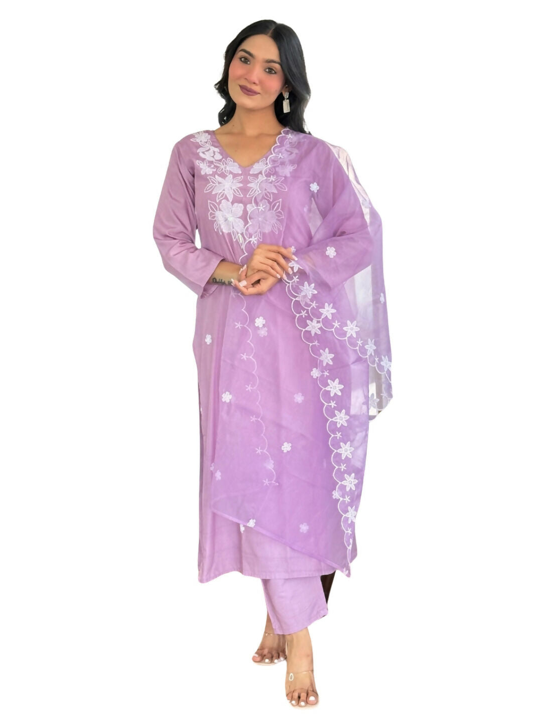 The52 Women Beautiful Thread work Rayon Fabric with Straight Kurta, Pant and Dupatta Set | Grocsy