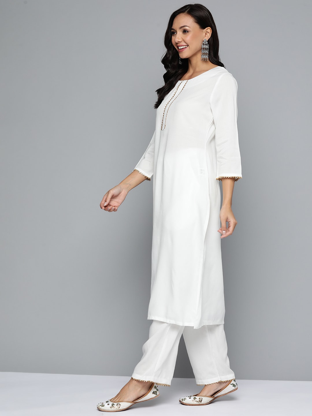 HERE&NOW Gotta Patti Kurta with Palazzos & With Dupatta | Grocsy