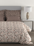 MYTRIDENT Brown White Floral Cotton 144 TC Queen Bedsheet With 2 Pillow Covers | Grocsy