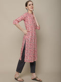 Sangria Women Pink Ethnic Motifs Printed Floral Kurta | Grocsy