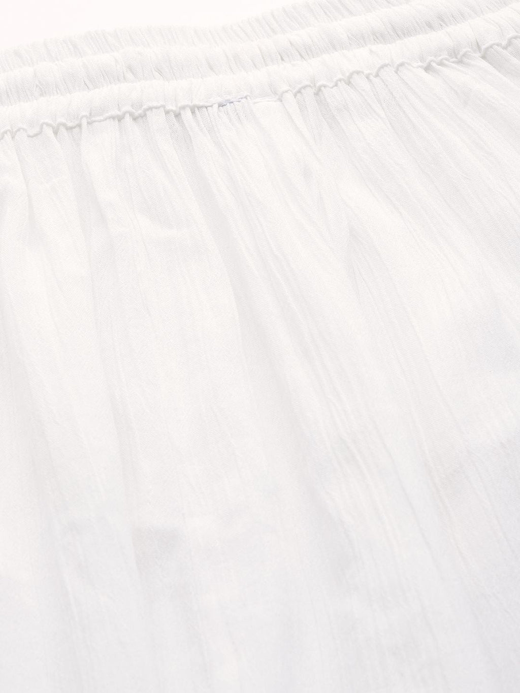 TAG 7 Women White Solid Crushed Flared Cropped Palazzos | Grocsy
