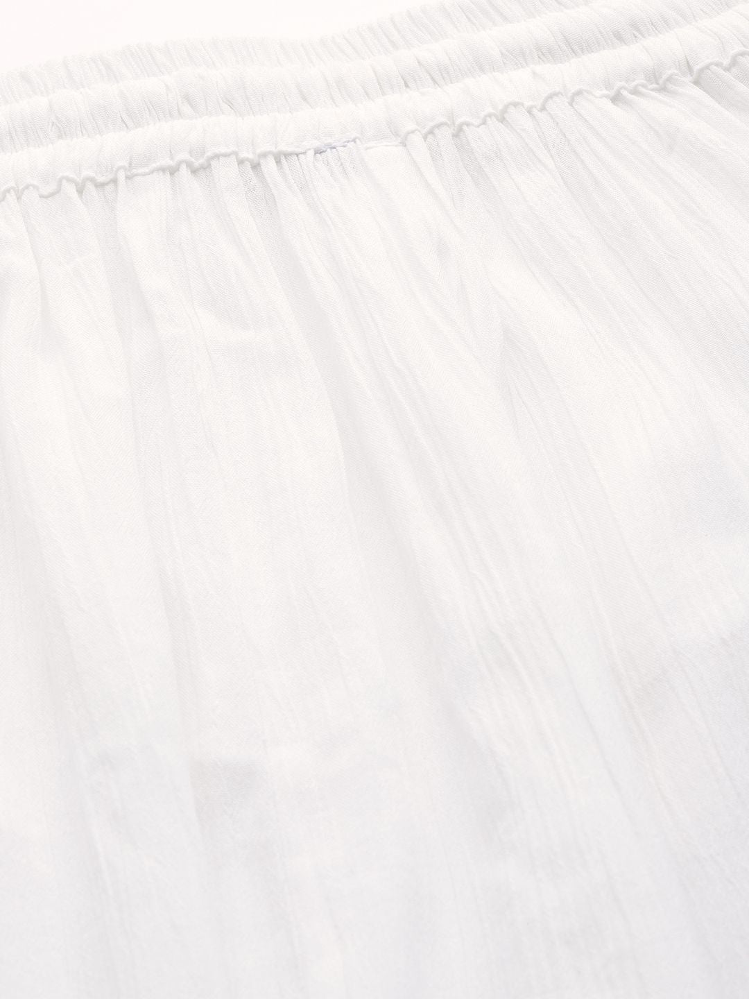 TAG 7 Women White Solid Crushed Flared Cropped Palazzos | Grocsy