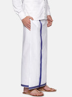 Sethukrishna Mens White Solid Readymade Cotton Dhoti | Grocsy