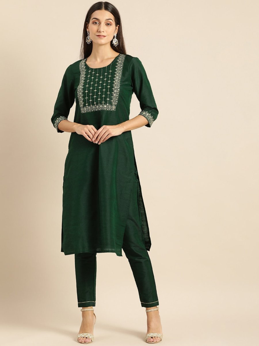 All About You Women Green Kurta with Trousers | Grocsy