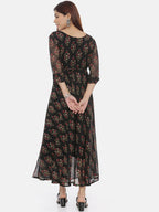 Souchii Women Black Printed Fit And Flare Beautiful Dress | Grocsy