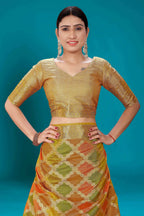 Mustard Soft Organza Woven Design Saree with Unstitched Blouse Piece - Zaara | Grocsy