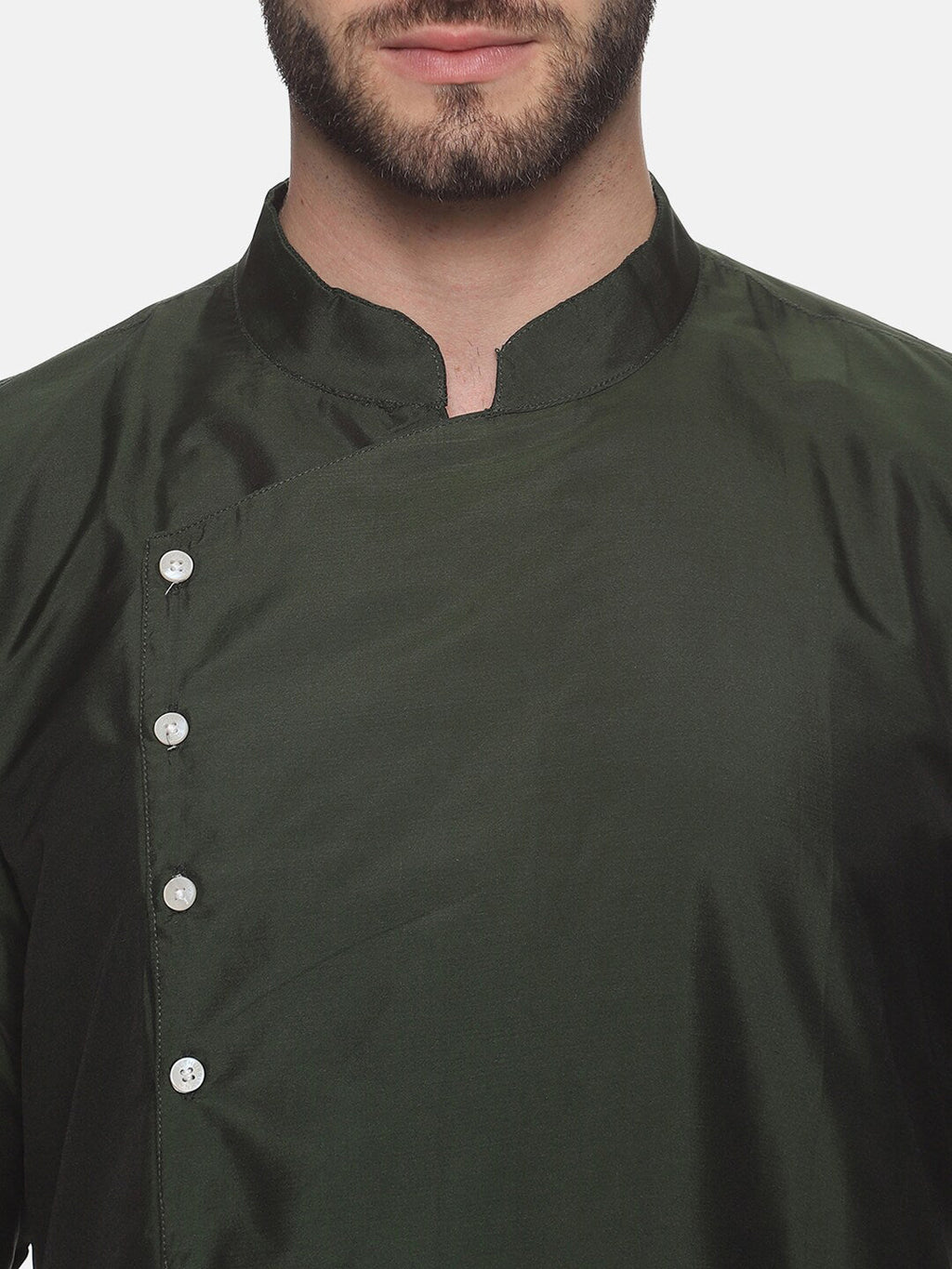 Sethukrishna Men Green Angrakha Kurta with Dhoti Pants | Grocsy