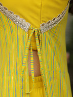 Janasya Yellow Georgette Solid Top Bottom Cape | Grocsy