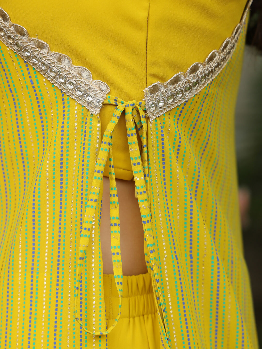 Janasya Yellow Georgette Solid Top Bottom Cape | Grocsy