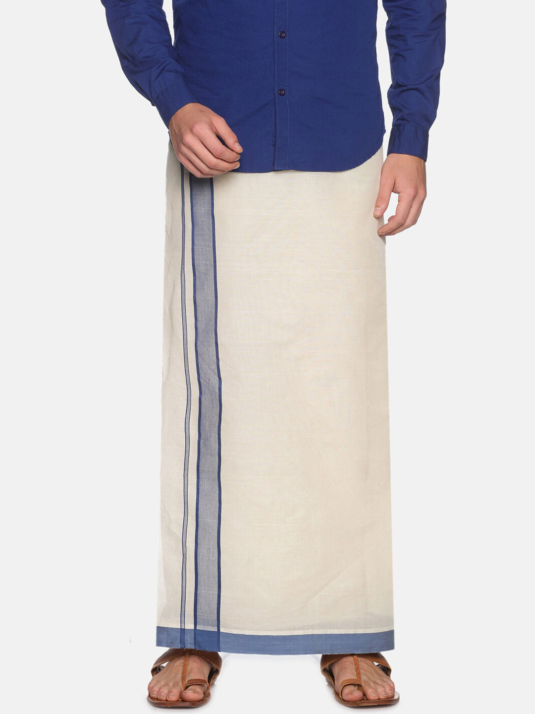 Sethukrishna Men Off White Traditional Kerala Double Mundu | Grocsy