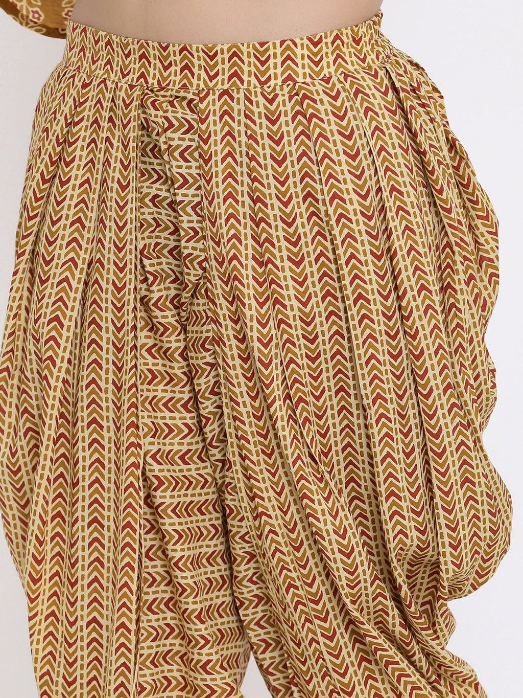 HERE&NOW Mustard Yellow Floral Printed A-Line Kurta with Dhoti Pants & With Dupatta | Grocsy