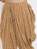 HERE&NOW Mustard Yellow Floral Printed A-Line Kurta with Dhoti Pants & With Dupatta | Grocsy