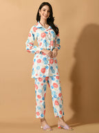 Myshka Women's White Printed Shirt With Trousers | Grocsy