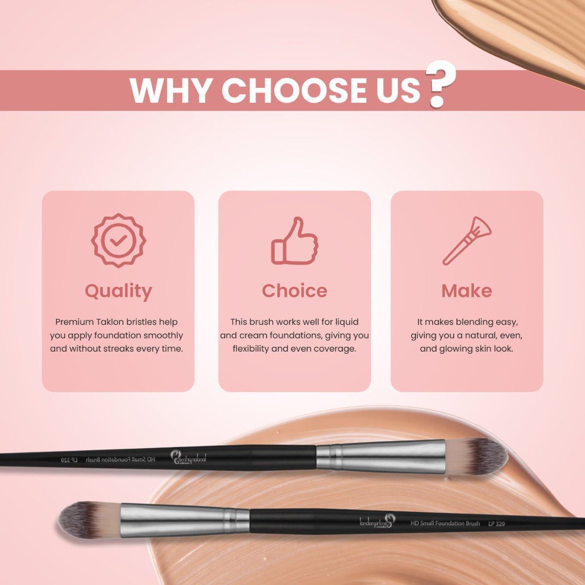 London Prime HD Small Foundation BrushLP329 ( Formerly London Pride Cosmetics ) | Grocsy