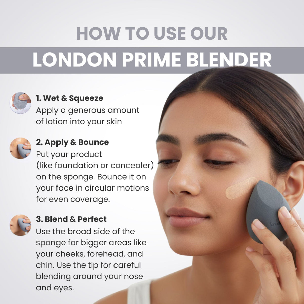 London Prime Precision Beauty Blender - Grey ( Formerly London Pride Cosmetics ) | Grocsy