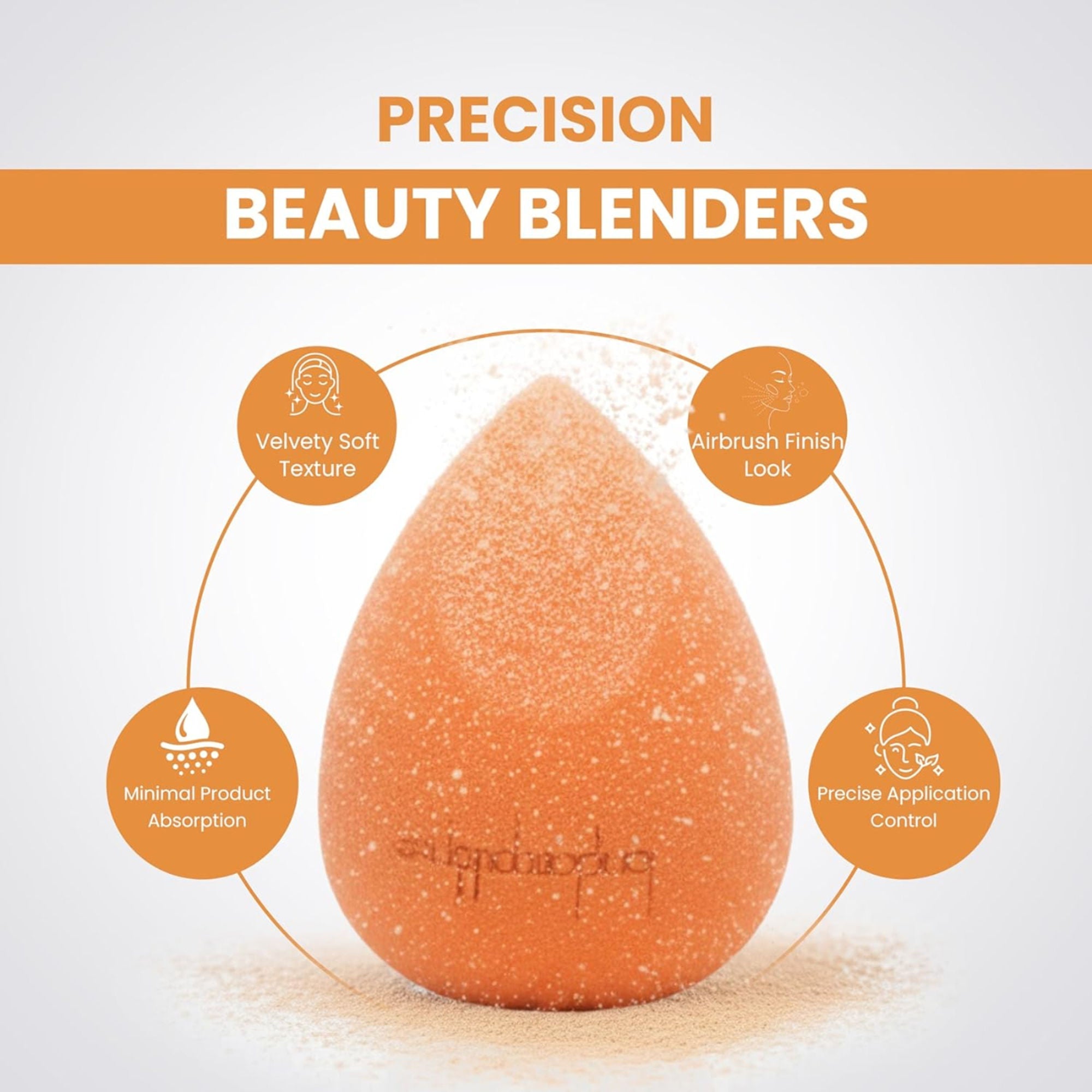 London Prime Precision Beauty Blender - Orange ( Formerly London Pride Cosmetics ) | Grocsy