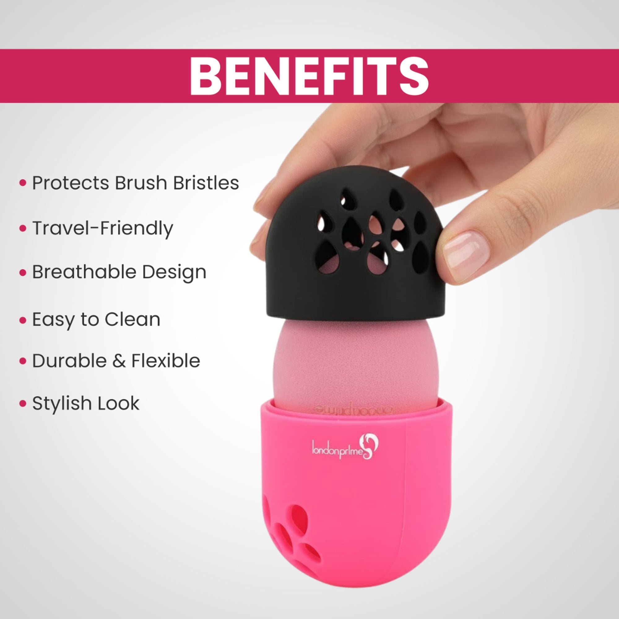 London Prime Sponge Holder Pink & Black ( Formerly London Pride Cosmetics ) | Grocsy