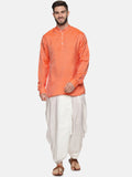 Sethukrishna Men Orange Empire Kurta with Dhoti Pants | Grocsy