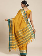 Saree Mall Mustard Zari Silk Blend Uppada Saree | Grocsy
