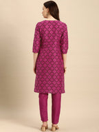 All About You Women Purple & Maroon Printed Kurta with Trousers | Grocsy