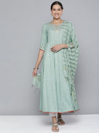 HERE&NOW Women Embroidered Ethnic Motifs Yoke Design Anarkali Kurta | Grocsy