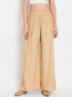 TAG 7 Women Pack Of 2 Black & Beige Solid Flared Palazzos | Grocsy