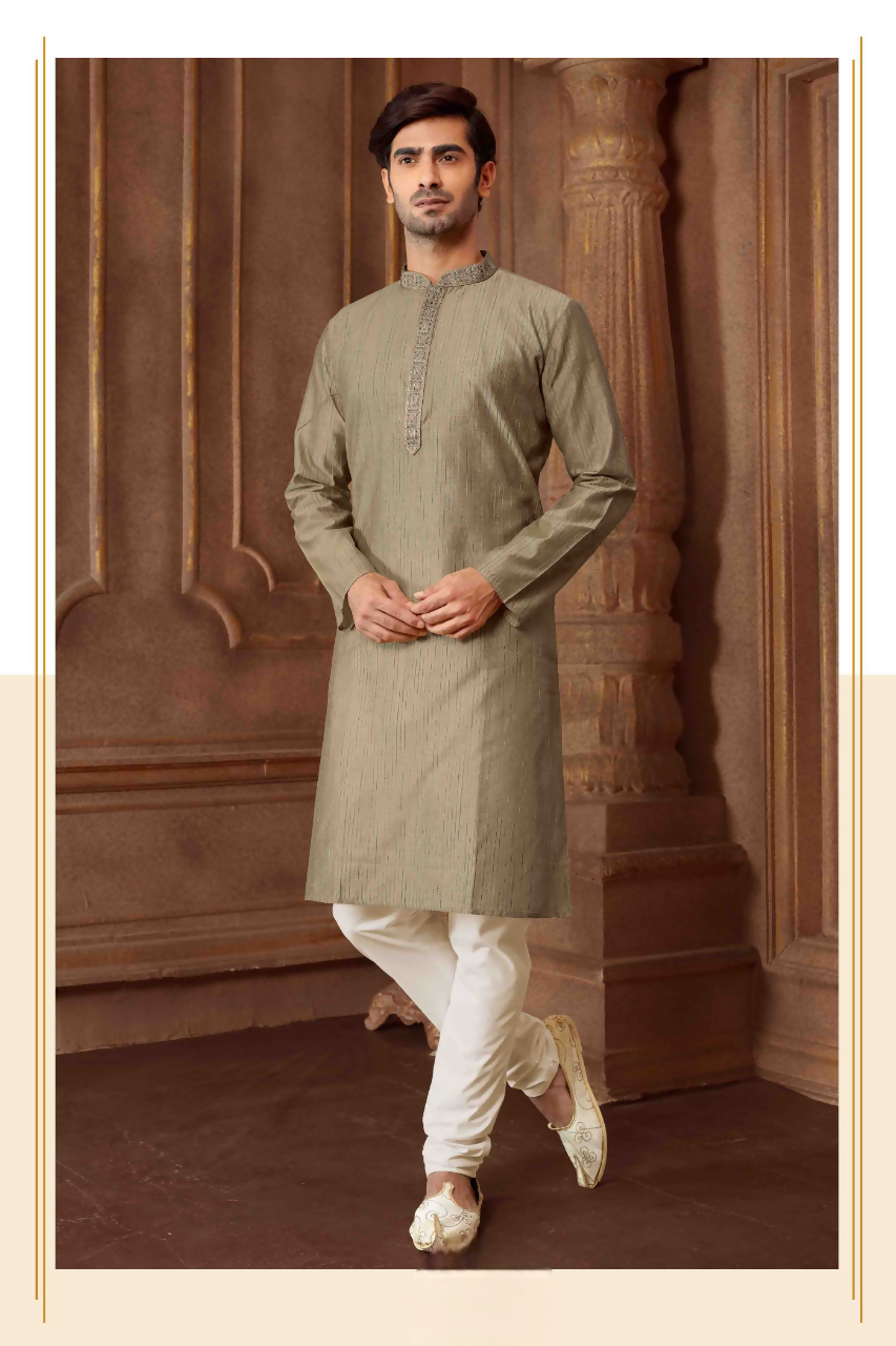 Joban Fashion Greyart Silk Blend Stripskurta Pyjama | Grocsy