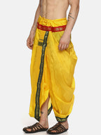 Sethukrishna Men Yellow Solid Readymade Dhoti Pants | Grocsy