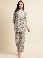 Grey Poly Crepe Digital Printed Top with Matching Bottom - Preeti | Grocsy