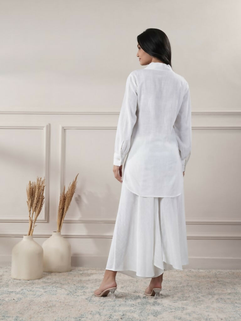 Joban Fashion Women's White Cotton Top With Flared Pants | Grocsy