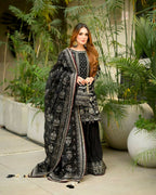 Teeya Creation Black Faux georgette Designer heavy work Wedding Wear Palazzo pair | Grocsy
