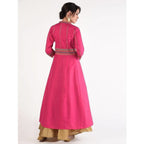 Cheera Women's Hand Block Print Ghagra Style Anarkali Kurta (CH037K) | Grocsy