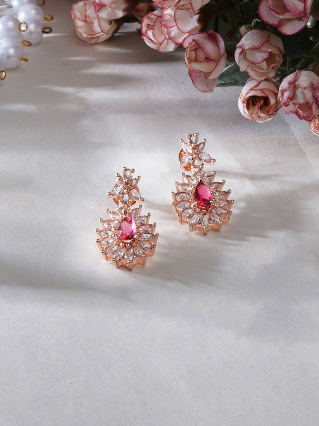 Long kundan earring (Red) - Ruby Raang