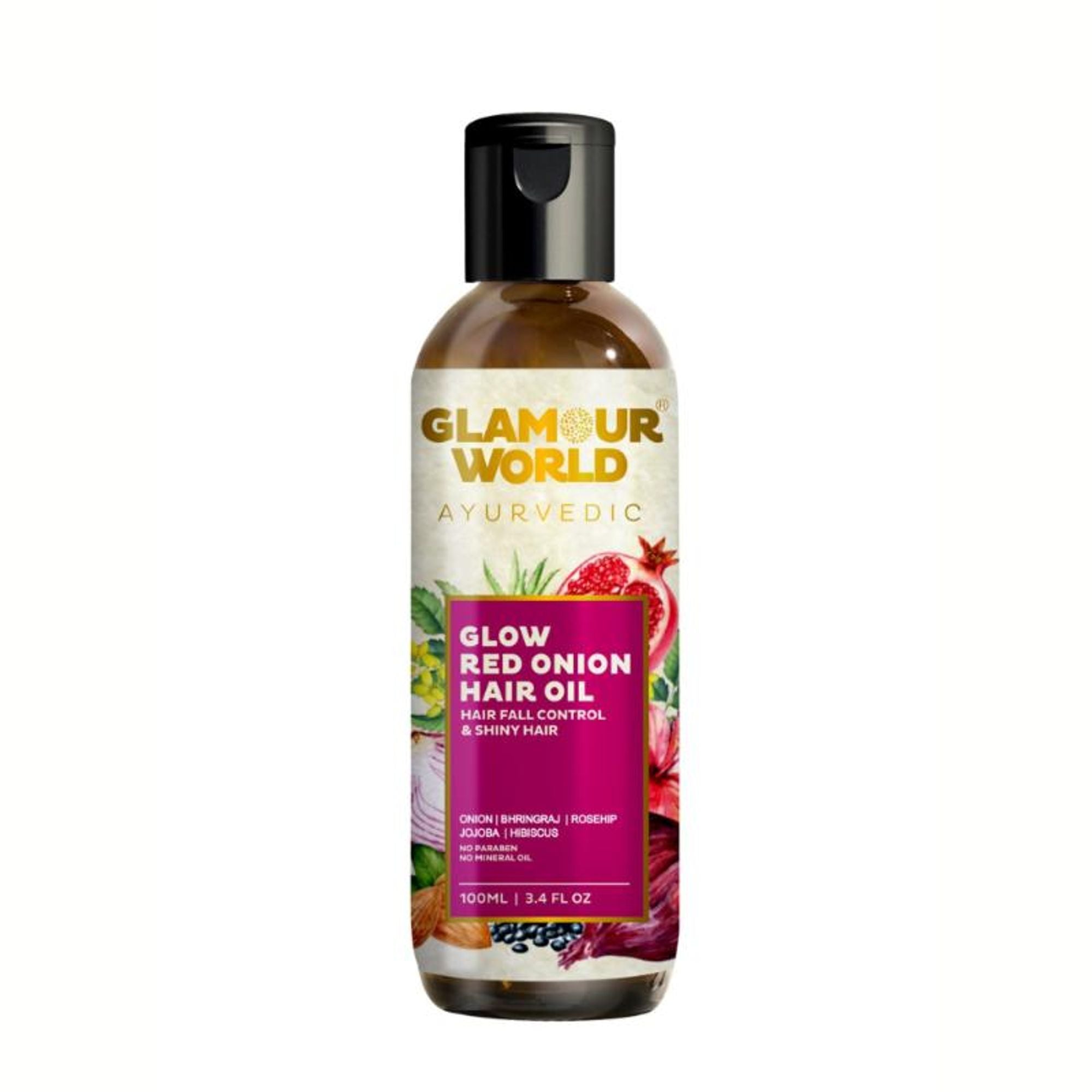 GLAMOUR WORLD AYURVEDIC Glow Red Onion Hair Oil | Grocsy