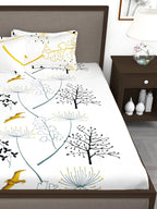 Story@home White & Blue Floral King Bedsheet with 2 Pillow Covers | Grocsy
