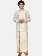 Sethukrishna Men Cream-Coloured Solid Dhoti | Grocsy