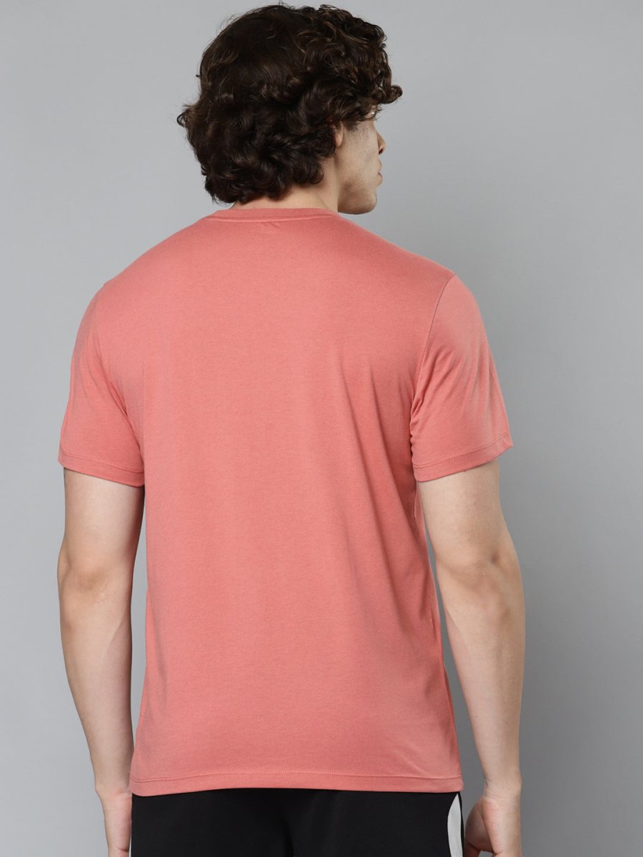 Alcis Men Pink Typography Printed Slim Fit Running T-shirt | Grocsy