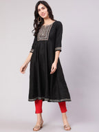 Aks Embroidered Round Neck Anarkali Kurta | Grocsy