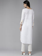 ADA Ethnic Motifs Embroidered Chikankari White Romance Kurta | Grocsy