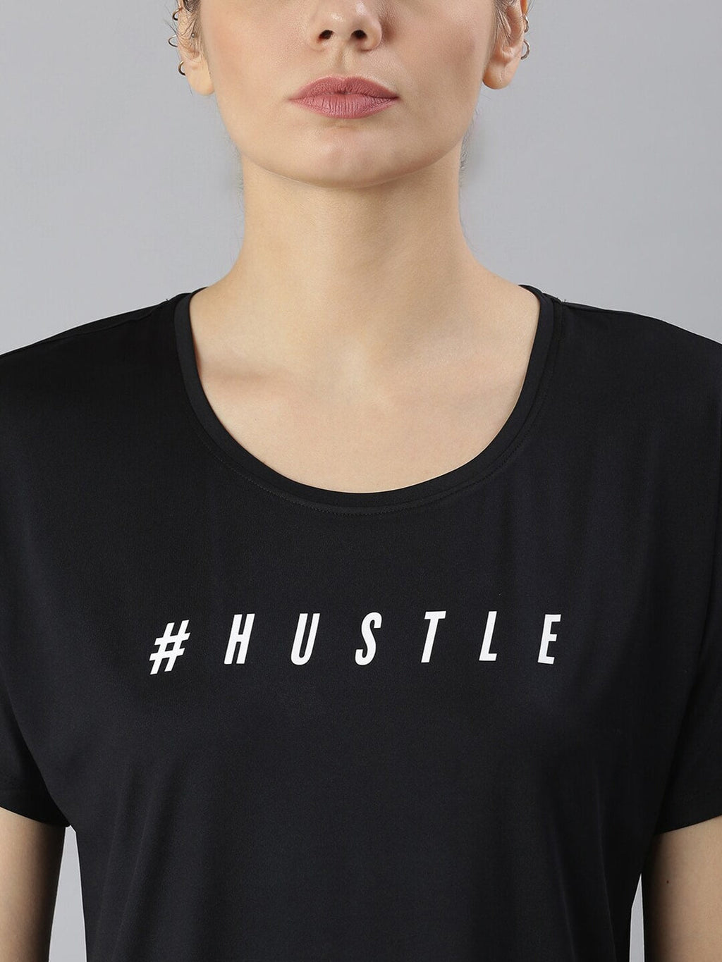 MKH Typography Printed Round Neck Crop Sports T-shirt | Grocsy