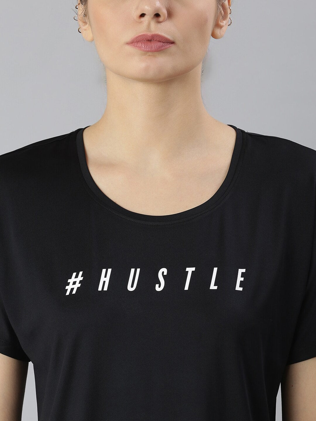 MKH Typography Printed Round Neck Crop Sports T-shirt | Grocsy