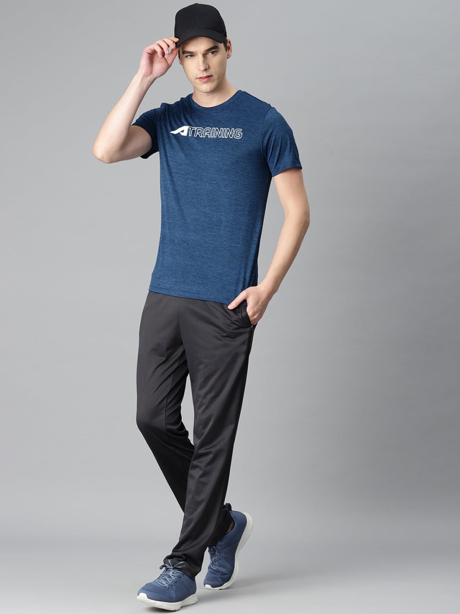 Alcis Men Typography Printed Anti Static Slim Fit Sports T-shirt | Grocsy