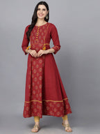 HERE&NOW Women Ethnic Motifs Printed Anarkali Kurta | Grocsy