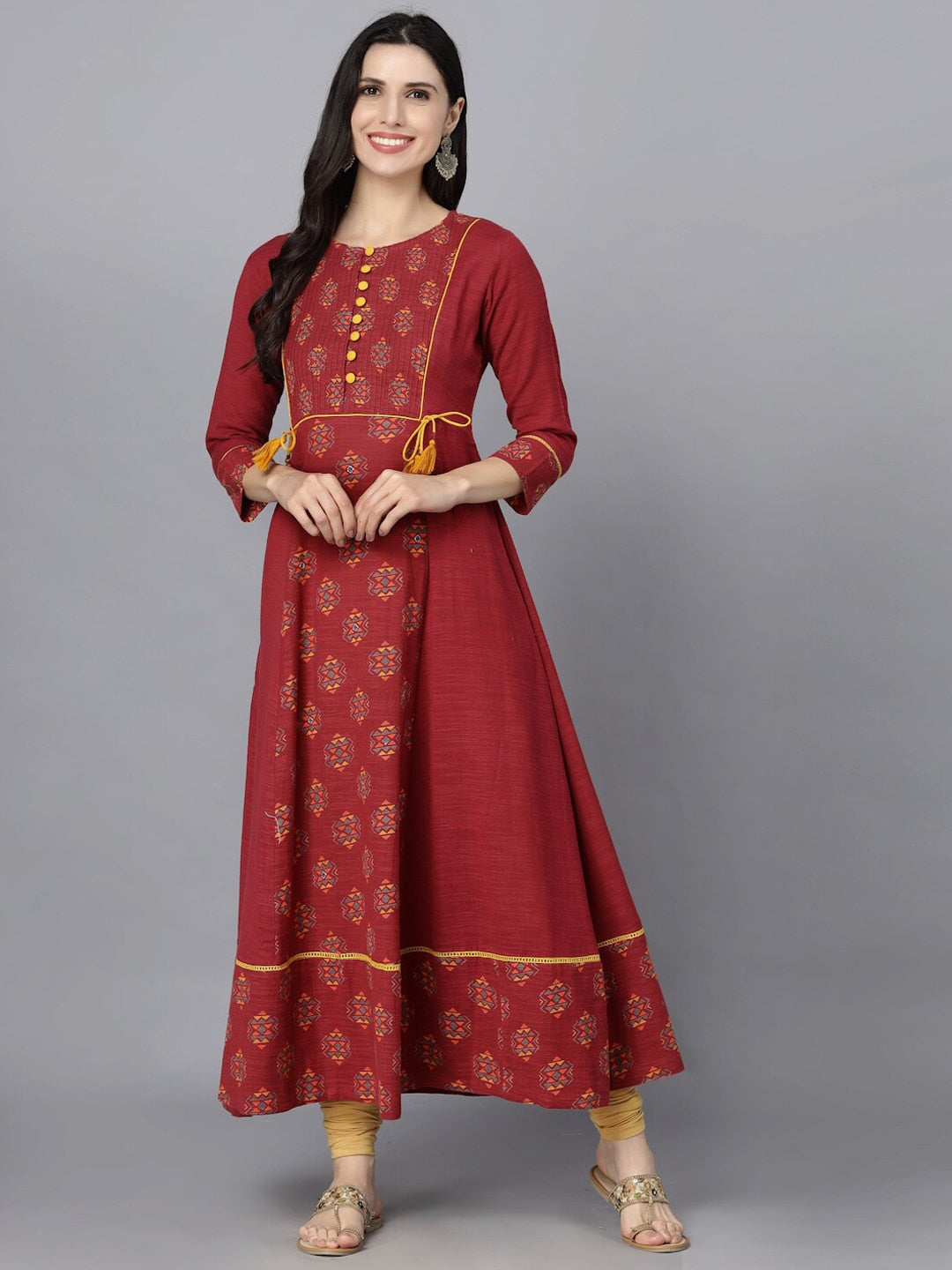 HERE&NOW Women Ethnic Motifs Printed Anarkali Kurta | Grocsy